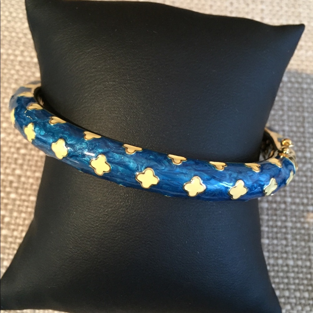 Beautiful marine blue and gold enamel bracelet.